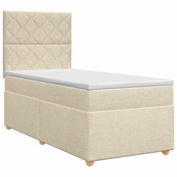 Boxspringbett mit Matratze mit Kopfteil Creme 90 x 190 cm Stoff