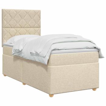 Boxspringbett mit Matratze mit Kopfteil Creme 90 x 190 cm Stoff