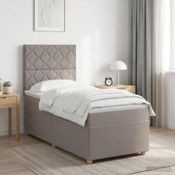 ARDEBO.de - Boxspringbett mit Matratze mit Kopfteil Taupe 90 x 200 cm Stoff