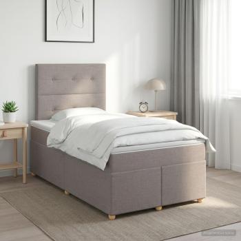 ARDEBO.de - Boxspringbett mit Matratze Taupe 120 x 190 cm Stoff