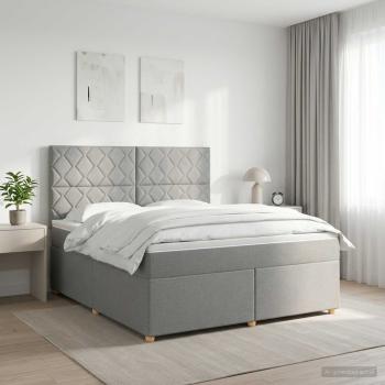 ARDEBO.de - Boxspringbett mit Matratze Hellgrau 160 x 200 cm Stoff