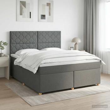 ARDEBO.de - Boxspringbett mit Matratze Dunkelgrau 160 x 200 cm Stoff