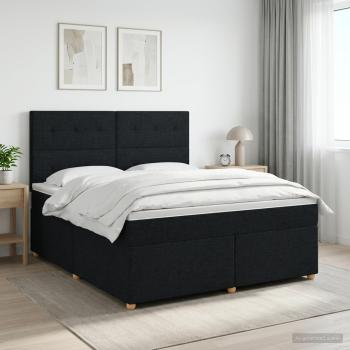 ARDEBO.de - Boxspringbett mit Matratze Schwarz 180 x 200 cm Stoff