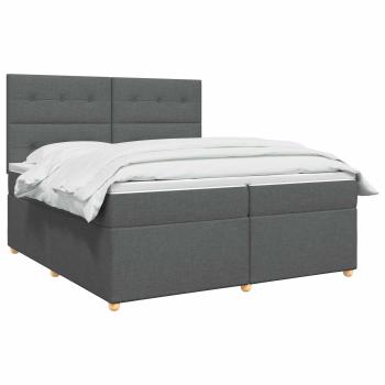 Boxspringbett mit Matratze Dunkelgrau 200 x 200 cm Stoff