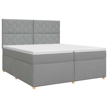Boxspringbett mit Matratze Hellgrau 200 x 200 cm Stoff
