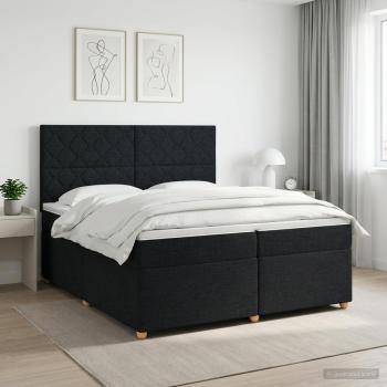 ARDEBO.de - Boxspringbett mit Matratze Schwarz 200 x 200 cm Stoff