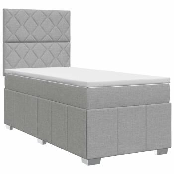 Boxspringbett mit Matratze Hellgrau 100 x 200 cm Stoff