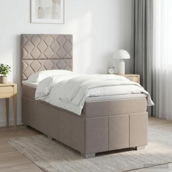ARDEBO.de - Boxspringbett mit Matratze Taupe 100 x 200 cm Stoff