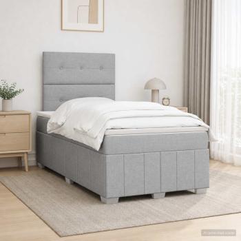 ARDEBO.de - Boxspringbett mit Matratze Hellgrau 120 x 190 cm Stoff