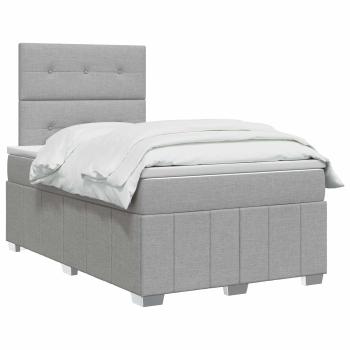 Boxspringbett mit Matratze Hellgrau 120 x 190 cm Stoff