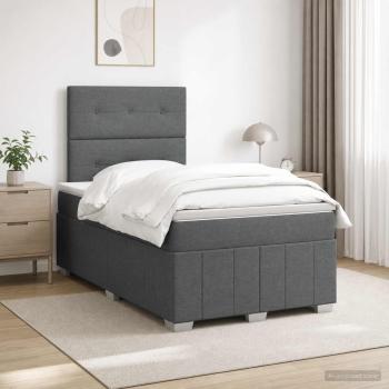 ARDEBO.de - Boxspringbett mit Matratze Dunkelgrau 120 x 190 cm Stoff