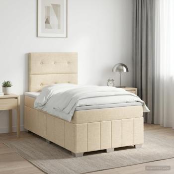 ARDEBO.de - Boxspringbett mit Matratze Creme 120 x 190 cm Stoff