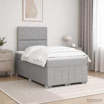 ARDEBO.de - Boxspringbett mit Matratze Hellgrau 120 x 190 cm Stoff