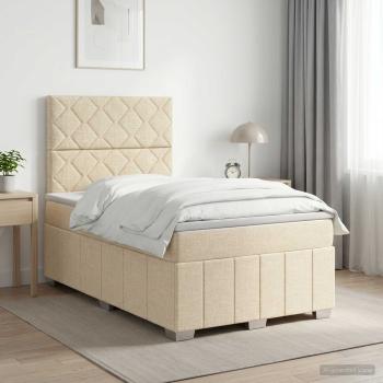 ARDEBO.de - Boxspringbett mit Matratze Creme 120 x 190 cm Stoff
