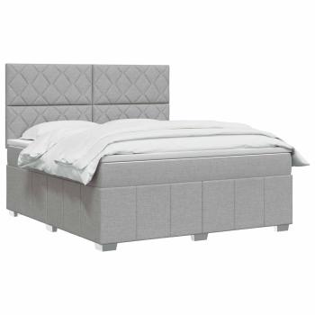 Boxspringbett mit Matratze Hellgrau 140 x 190 cm Stoff