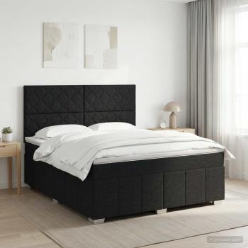 ARDEBO.de - Boxspringbett mit Matratze Schwarz 140 x 190 cm Stoff