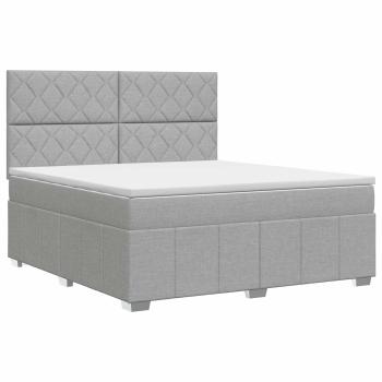 Boxspringbett mit Matratze Hellgrau 140 x 200 cm Stoff
