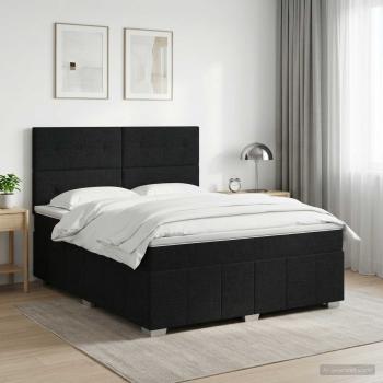 ARDEBO.de - Boxspringbett mit Matratze Schwarz 180 x 200 cm Stoff