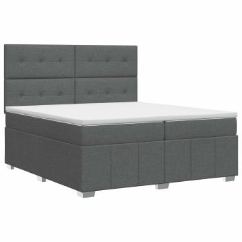 Boxspringbett mit Matratze Dunkelgrau 200 x 200 cm Stoff