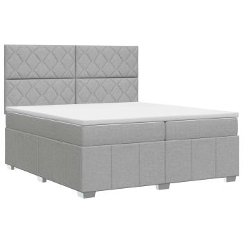 Boxspringbett mit Matratze Hellgrau 200 x 200 cm Stoff