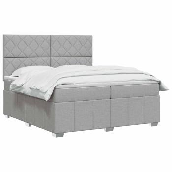 Boxspringbett mit Matratze Hellgrau 200 x 200 cm Stoff