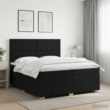 ARDEBO.de - Boxspringbett mit Matratze Schwarz 200 x 200 cm Stoff