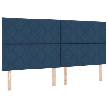 Boxspringbett mit Matratze mit Kopfteil Blau 200 x 200 cm Stoff