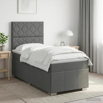 ARDEBO.de - Boxspringbett mit Matratze Dunkelgrau Einzeln Stoff