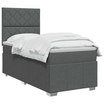 Boxspringbett mit Matratze Dunkelgrau Einzeln Stoff