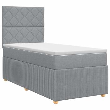 Boxspringbett mit Matratze Hellgrau 80 x 200 cm Stoff