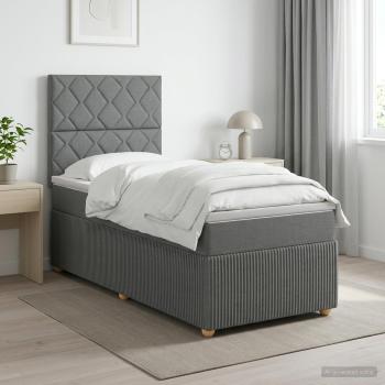 ARDEBO.de - Boxspringbett mit Matratze Dunkelgrau 80 x 200 cm Stoff