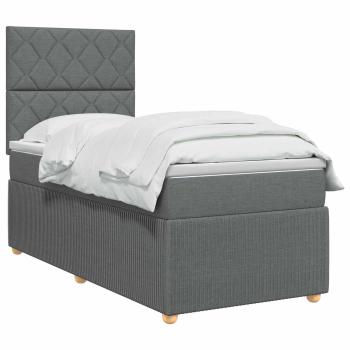 Boxspringbett mit Matratze Dunkelgrau 90 x 200 cm Stoff