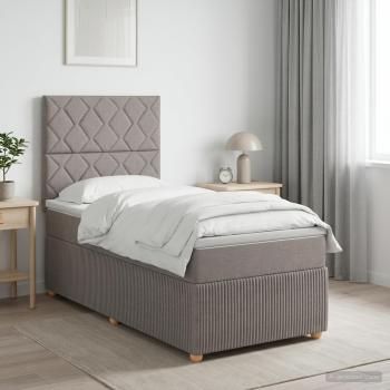 ARDEBO.de - Boxspringbett mit Matratze mit Kopfteil Taupe 90 x 200 cm Stoff