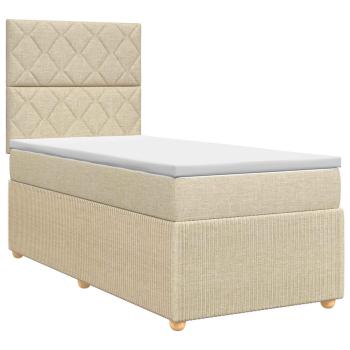 Boxspringbett mit Matratze mit Kopfteil Creme 90 x 200 cm Stoff