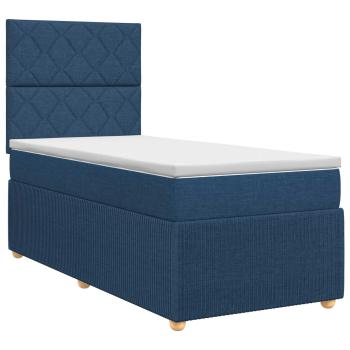 Boxspringbett mit Matratze mit Kopfteil Blau 90 x 200 cm Stoff