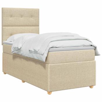 Boxspringbett mit Matratze Creme 100 x 200 cm Stoff