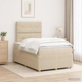ARDEBO.de - Boxspringbett mit Matratze Creme 120 x 190 cm Stoff