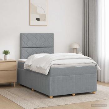 ARDEBO.de - Boxspringbett mit Matratze Hellgrau 120 x 190 cm Stoff