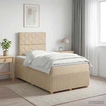 ARDEBO.de - Boxspringbett mit Matratze Creme 120 x 190 cm Stoff