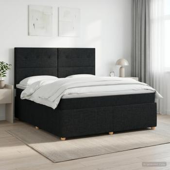 ARDEBO.de - Boxspringbett mit Matratze Schwarz 140 x 190 cm Stoff