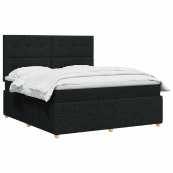 Boxspringbett mit Matratze Schwarz 140 x 190 cm Stoff