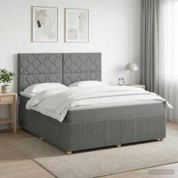 ARDEBO.de - Boxspringbett mit Matratze Dunkelgrau 140 x 190 cm Stoff