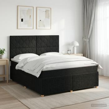 ARDEBO.de - Boxspringbett mit Matratze Schwarz 140 x 190 cm Stoff