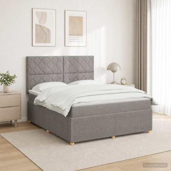 ARDEBO.de - Boxspringbett mit Matratze Taupe 140 x 200 cm Stoff