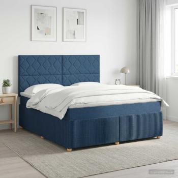 ARDEBO.de - Boxspringbett mit Matratze mit Kopfteil Blau 160 x 200 cm Stoff