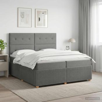 ARDEBO.de - Boxspringbett mit Matratze Dunkelgrau 200 x 200 cm Stoff