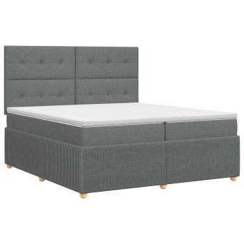 Boxspringbett mit Matratze Dunkelgrau 200 x 200 cm Stoff