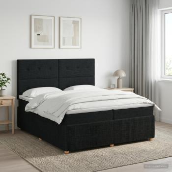 ARDEBO.de - Boxspringbett mit Matratze Schwarz 200 x 200 cm Stoff