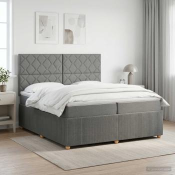 ARDEBO.de - Boxspringbett mit Matratze Dunkelgrau 200 x 200 cm Stoff