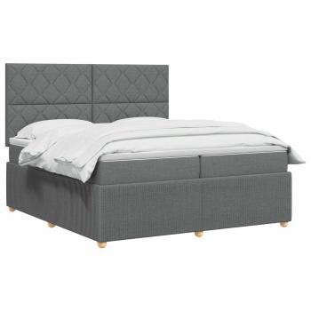 Boxspringbett mit Matratze Dunkelgrau 200 x 200 cm Stoff